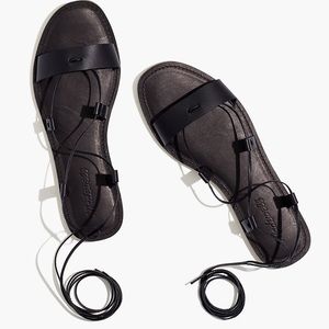 The Boardwalk Lace-Up Sandal in Black Leather